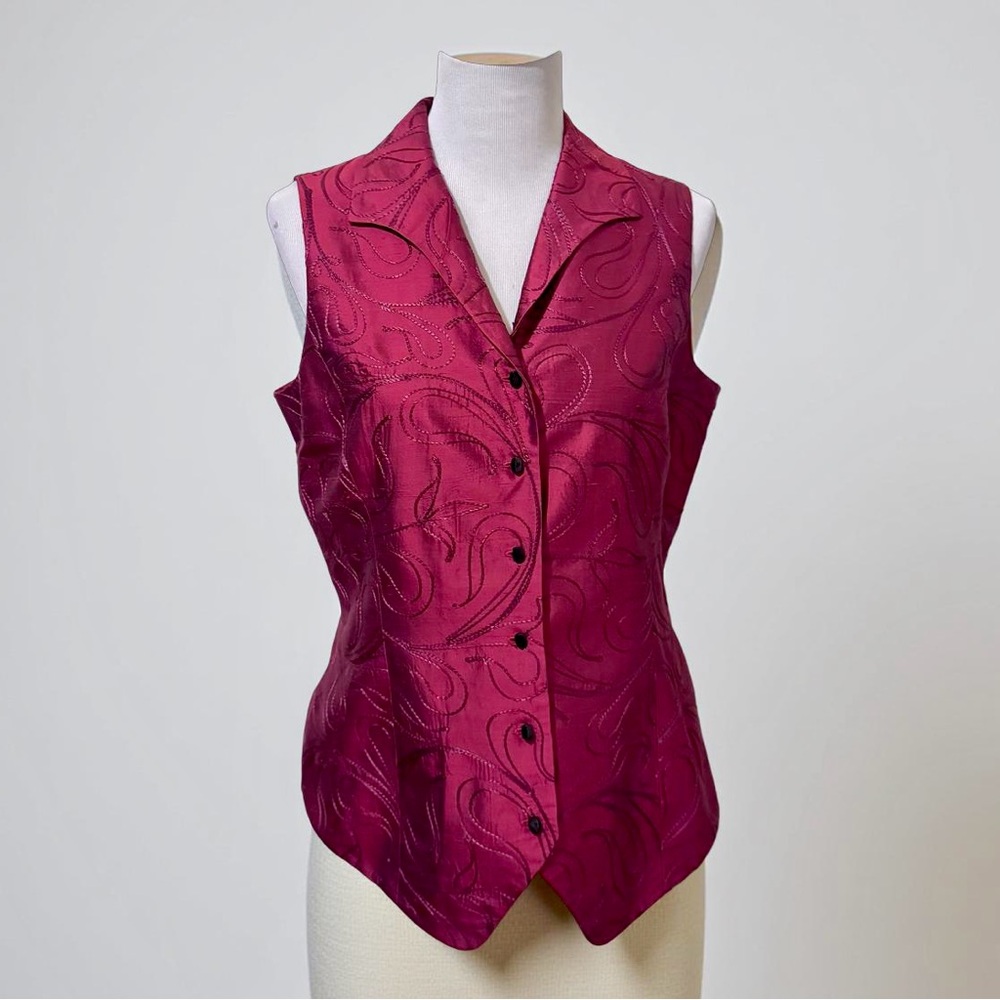 Dana Buchman Silk Button-Up Vest Size 12